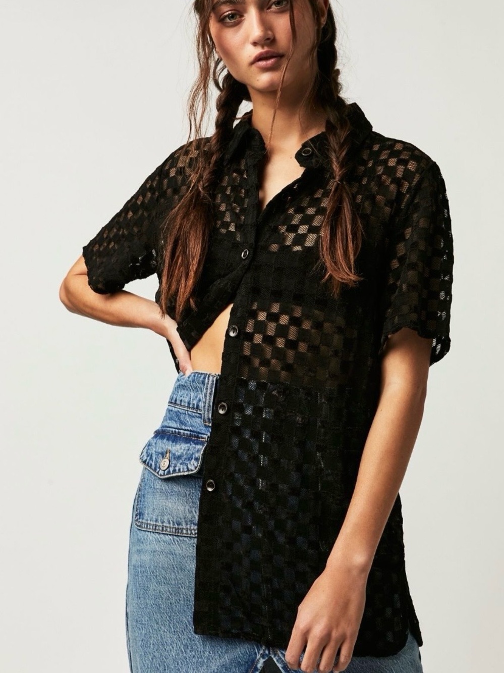 Find Me Now Harmony Velour Button Down Size Small